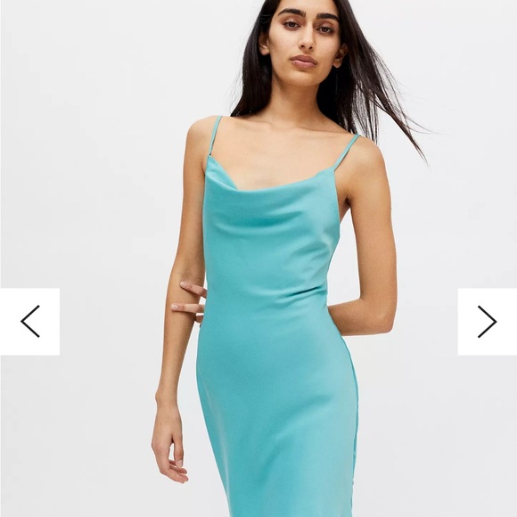 NWT Light Green Cowl Neck Slip Dress - Picture 1 of 5